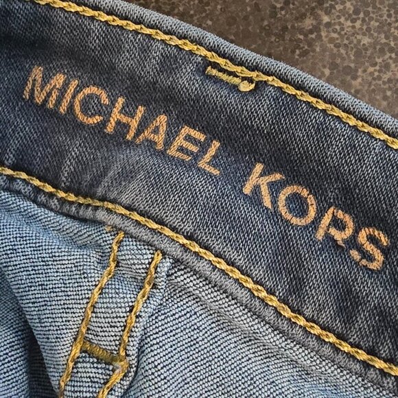 Michael Kors Izzy Skinny Medium Blue Distressed Stretch Jeans - Picture 9 of 9